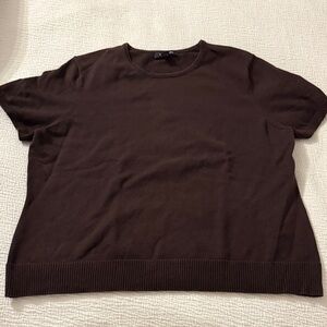 Brown Short Sleeve Sweater